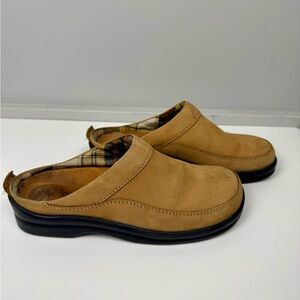 Birkenstock Tan Mule Clogs w/ Plaid Lining Womens Size 6